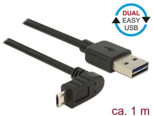 Delock Kábel, EASY-USB 2.0-s A-típusú csatlakozódugó > EASY-USB 2.0-s Micro-B típusú csatlakozódugó,