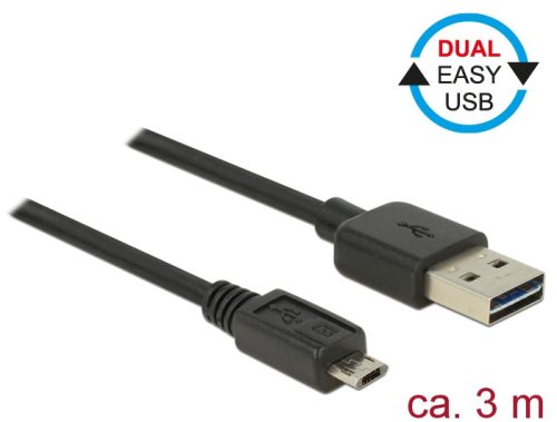 Delock Kábel, EASY-USB 2.0-s A-típusú csatlakozódugó > EASY-USB 2.0-s Micro-B típusú csatlakozódugó,