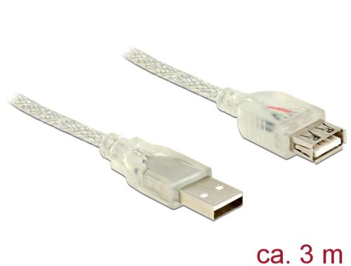 Delock USB 2.0-s bővítőkábel A-típusú csatlakozódugóval > USB 2.0-s, A-típusú csatlakozóhüvellyel, 3