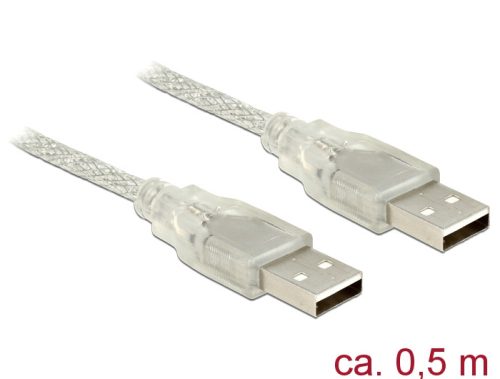 Delock USB 2.0-s kábel A-típusú csatlakozódugóval > USB 2.0-s, A-típusú csatlakozódugóval, 0,5 m, át