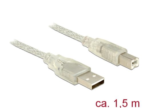 Delock USB 2.0-s kábel A-típusú csatlakozódugóval > USB 2.0-s, B-típusú csatlakozódugóval, 1,5 m