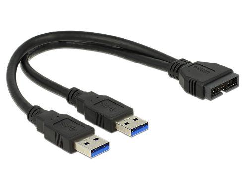 Delock kábel USB 3.0 tűs fejléc apa > 2 x USB 3.0 Type-A apa 25 cm