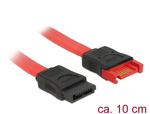 Delock SATA 6 Gb/s-s bővítőkábel csatlakozódugóval > SATA-s, csatlakozóhüvellyel, 10 cm, piros