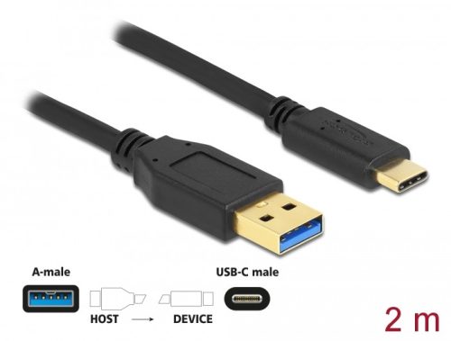 Delock SuperSpeed USB (USB 3.2 Gen 1) kábel A-típusú - USB Type-C  csatlakozó végekkel 2 m