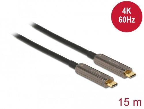 Delock Aktív optikai video kábel USB-C  csatlakozóval 4K 60 Hz 15 m hosszú