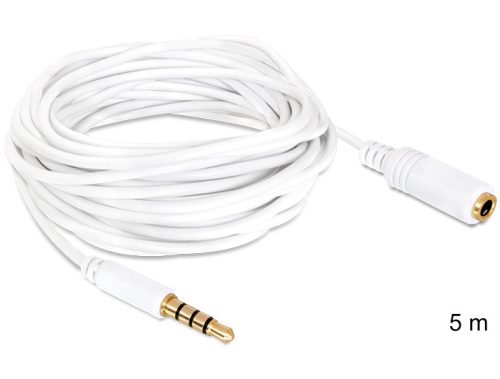 Delock audio sztereo Jack 3.5 mm apa / anya IPho 4 pin kábel, 5 m