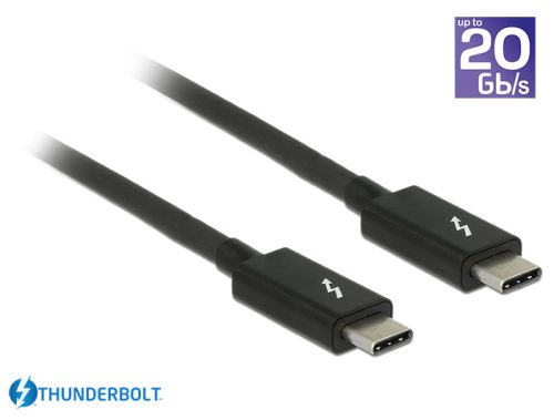 Delock Thunderbolt  3 (20 Gb/s) USB-C  kábel, csatlakozódugó > csatlakozódugó, passzív, 1,5 m, 5 A,