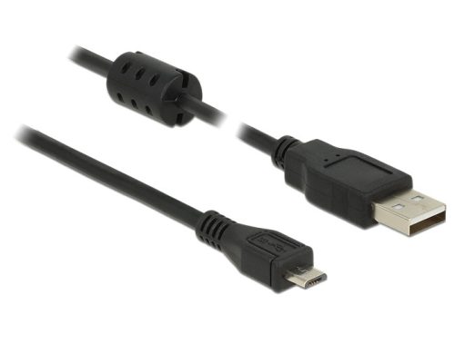 Delock USB 2.0-s kábel A-típusú csatlakozódugóval > USB 2.0 Micro-B csatlakozódugóval, 1,0 m, fekete