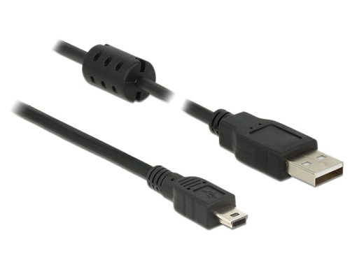 Delock USB 2.0-s kábel A-típusú csatlakozódugóval > USB 2.0 Mini-B csatlakozódugóval, 1,0 m, fekete