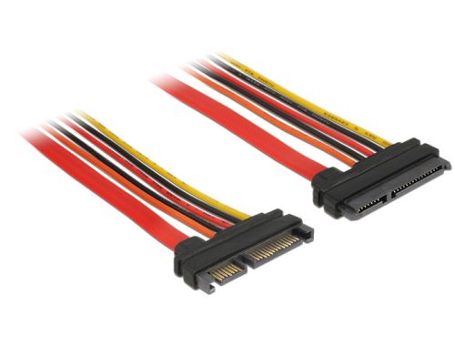 Delock Bovítokábel, SATA, 6 Gb/s, 22 tus csatlakozó > SATA 22 tus aljzat (3,3 V + 5 V + 12 V), 10 cm