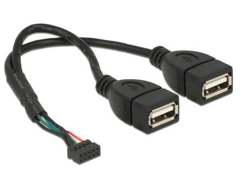 Delock USB 2.0-s csatlakozóhüvellyel ellátott kábel, 2,00 mm, 10 tus > 2 x USB 2.0 A-típusú csatlako