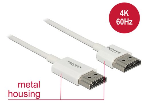 Delock HDMI-kábel Ethernettel - HDMI-A-csatlakozódugó > HDMI-A-csatlakozódugó, 3D, 4K, 3 m, vékony