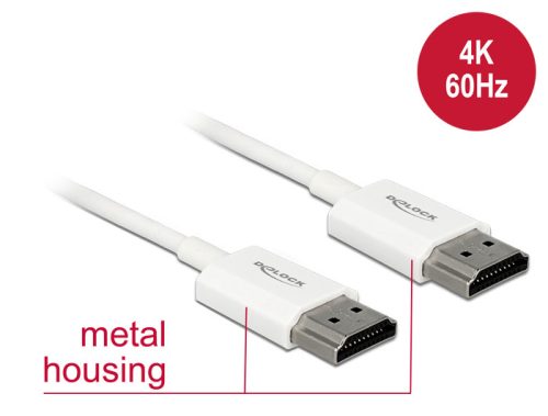 Delock HDMI-kábel Ethernettel - HDMI-A-csatlakozódugó > HDMI-A-csatlakozódugó, 3D, 4K, 4,5 m, vékony