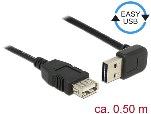 Delock Bővítő kábel EASY-USB 2.0-s A típusú csatlakozódugó, ívelt felfelé / lefelé > USB 2.0 A-típus