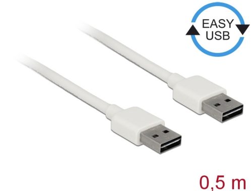 Delock Kábel, EASY-USB 2.0-s A-típusú csatlakozódugó > EASY-USB 2.0-s A-típusú csatlakozódugó, 0,5 m