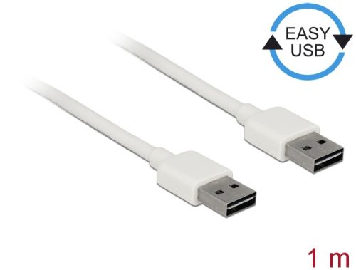 Delock Kábel, EASY-USB 2.0-s A-típusú csatlakozódugó > EASY-USB 2.0-s A-típusú csatlakozódugó, 1 m,