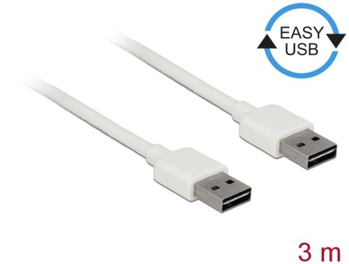 Delock Kábel, EASY-USB 2.0-s A-típusú csatlakozódugó > EASY-USB 2.0-s A-típusú csatlakozódugó, 3 m,