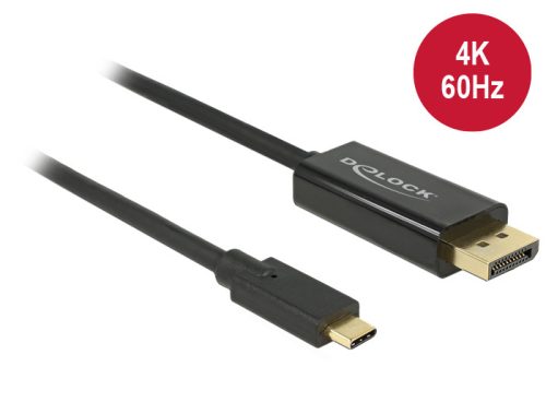 Delock Kábel USB Type-C csatlakozódugó > Displayport csatlakozódugó (DP vált.) 4K 60 Hz,3 m,fekete