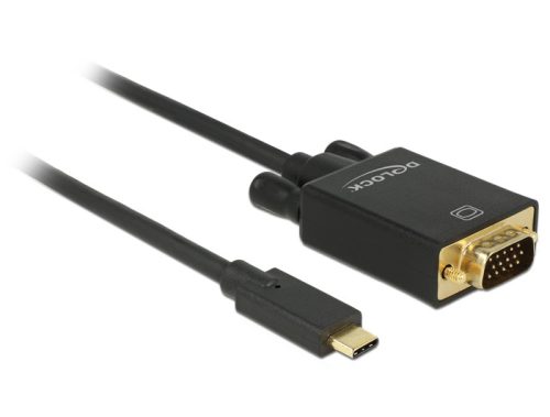 Delock Kábel USB Type-C csatlakozó > VGA csatlakozó (DP váltakozó mód) Full HD 1080p,1 m, fekete