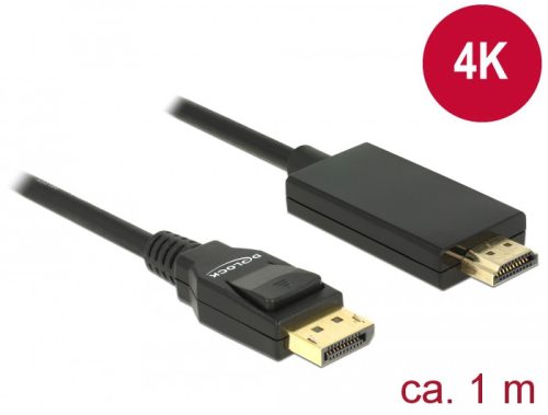 Delock Kábel Displayport 1.2 dugó > High Speed HDMI-A dugó passzív 4K 1 m fekete