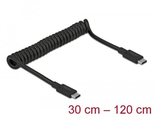 Delock USB 3.1 Gen 2 csavart kábel C-típusú apa - C-típusú apa csatlakozóval PD 3 A E-Marker