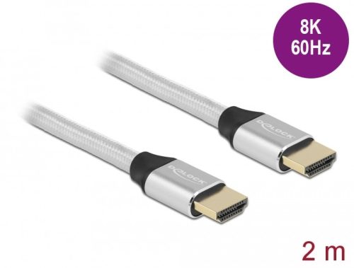 Delock Ultra nagy sebességű HDMI kábel 48 Gbps 8K 60 Hz ezüst 2 m tanúsítvánnyal