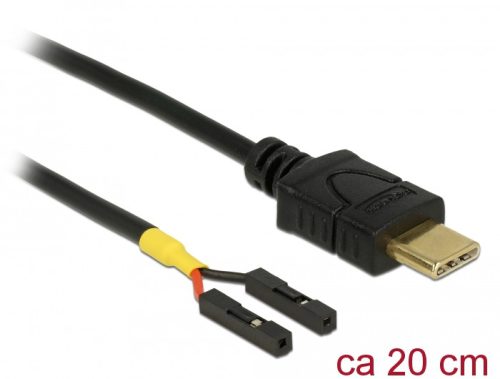 Delock Kábel USB Type-C  apa > 2 x tüskesori csatlakozó, anya, különálló teljesítmény, 20 cm