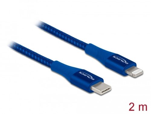 Delock Adat- és töltőkábel USB Type-C  - Lightning  iPhone , iPad  és iPod  készülékhez kék 2 m MFi