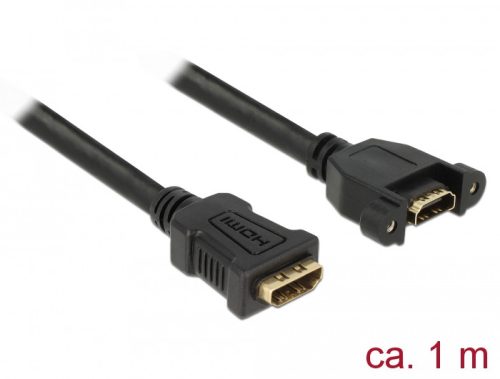 Delock Kábel, HDMI-A hüvely > HDMI-A hüvely, panelrögzítés, 4K 30 Hz 1 m