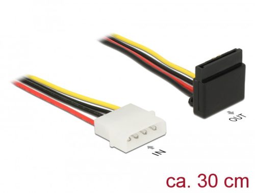 Delock 15 tűs SATA tápkábel anya > 4 tűs fém Molex apa 30 cm