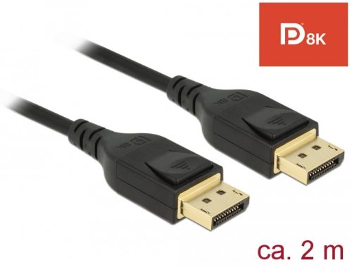 Delock DisplayPort kábel 8K 60 Hz 2 m DP 8K tanúsítvánnyal