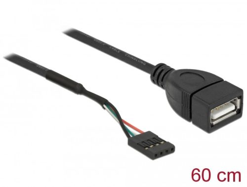 Delock USB 2.0-s csatlakozóhüvellyel ellátott kábel a 1 x USB 2.0 A-típusú csatlakozóhüvely, 60 cm