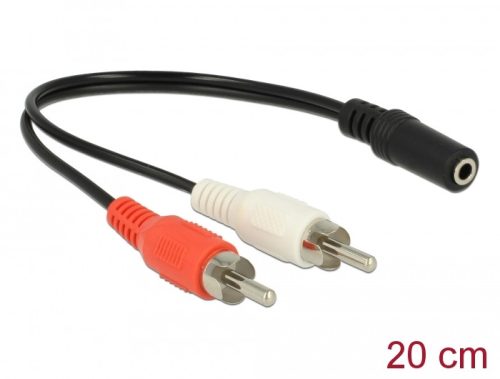 Delock Audio (Hang)kábel 2 x RCA apa   1 x 3,5 mm 3 tűs Sztereo Jack 20 cm