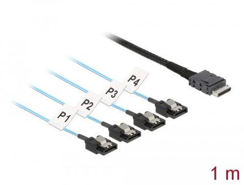 Delock Kábel OCuLink SFF-8611 > 4 x 7 tűs SATA 1 m fém