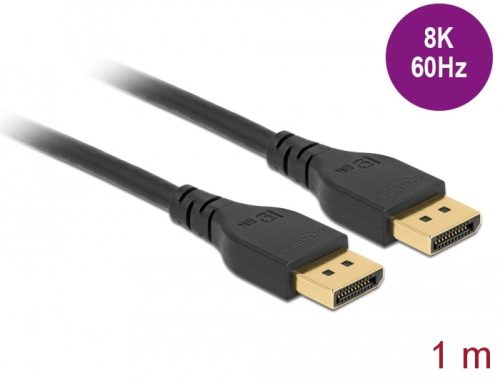 Delock DisplayPort kábel 8K 60 Hz 1 m DP 8K tanúsítvánnyal retesz nélküli