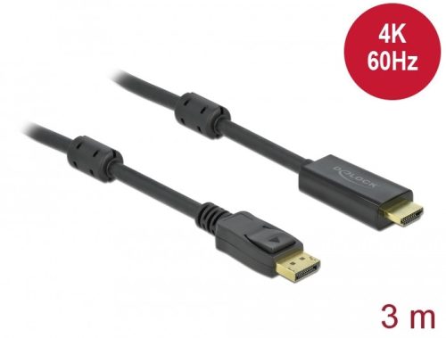 Delock Aktív DisplayPort 1.2 - HDMI kábel 4K 60 Hz 3 méter hosszú