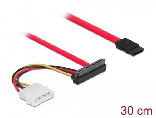 Delock SATA-kábel, 6 Gb/s, 7 tűs csatlakozóhüvely + 4 tűs Molex-csatlakozódugó > 22 tűs SATA-csatlakozóhüvely, felfelé í