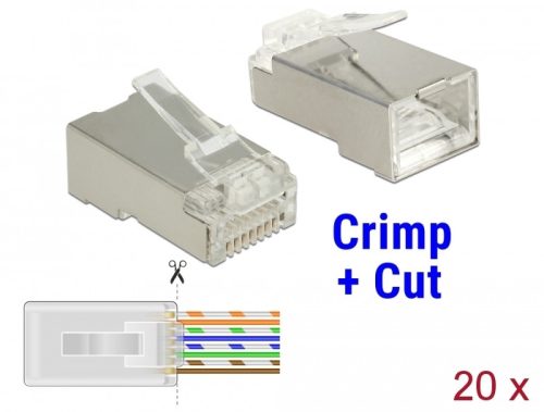 Delock RJ45 apa Cat.6 STP 20 darab,  krimpel és vág típus