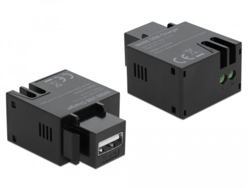 Delock 2,1 A-s, fekete, A-típusú USB töltő portos Keystone modul