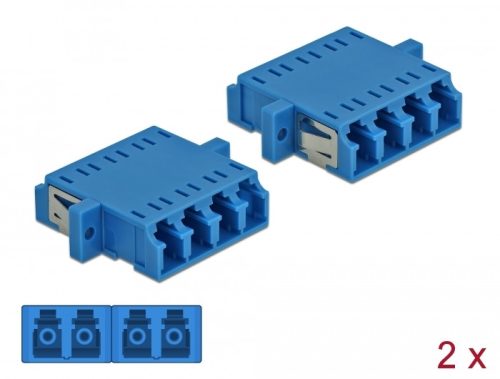 Delock LC optikai szálas csatlakozó Quad anya - LC Quad anya, egymódosú 2 db. Kék