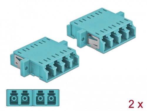 Delock LC optikai szálas csatlakozó Quad anya - LC Quad anya, multimódosú 2 db. Világoskék