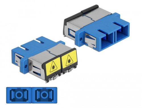 Delock SC optikai szálas csatlakozó Párosító lézervédő zárral / borítással Duplex anya - SC Duplex a