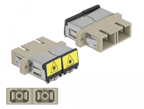 Delock SC optikai szálas csatlakozó Párosító lézervédő zárral / borítással Duplex anya - SC Duplex a