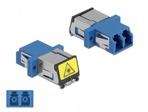 Delock LC optikai szálas csatlakozó Párosító lézervédő zárral / borítással Duplex anya - LC Duplex a