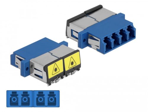 Delock LC optikai szálas csatlakozó Párosító lézervédő zárral / borítással Quad anya - LC Quad anya,