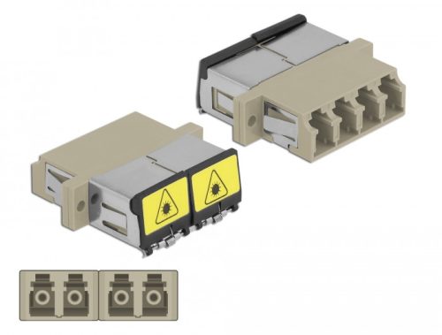 Delock LC optikai szálas csatlakozó Párosító lézervédő zárral / borítással Duplex anya - LC Quad any