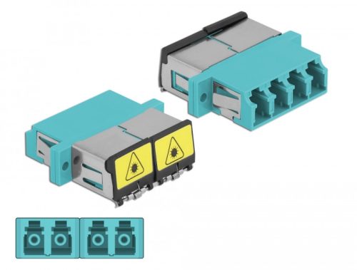 Delock LC optikai szálas csatlakozó Párosító lézervédő zárral / borítással Quad anya - LC Quad anya,