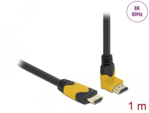 Delock High Speed HDMI kábel egyenes csatlakozódugóval - csatlakozódugóval 90  ívelt felfelé 48 Gbps