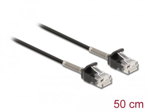 Delock Görbítés védelemmel ellátott kábel RJ45 apa - RJ45 apa Cat.6A, 50 cm hosszú, fekete