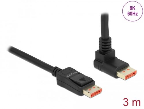 Delock DisplayPort kábel egyenes csatlakozódugóval - csatlakozódugóval 90  ívelt felfelé 8K 60 Hz 3